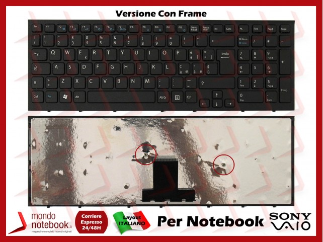 Tastiera Notebook Sony VPC-EB (NERA) (CON FRAME) Italiana Tastiera Notebook Sony VPC-EB (NERA) (CON FRAME) Italiana