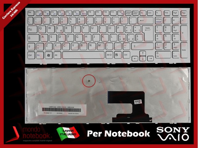 Tastiera Notebook Sony VPC-EH PCG-71911M 71811M (BIANCA) Italiana Tastiera Notebook Sony VPC-EH PCG-71911M 71811M (BIANCA) Italiana