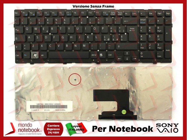 Tastiera Notebook Sony VPC-EH PCG-71911M 71811M (NERA) (Senza Frame) Italiana Tastiera Notebook Sony VPC-EH PCG-71911M 71811M (NERA) (Senza Frame) Italiana