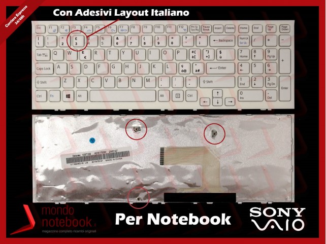 Tastiera Notebook Sony VPC-EL VPCEL (BIANCA) Con ADESIVI LAYOUT ITALIANO Tastiera Notebook Sony VPC-EL VPCEL (BIANCA) Con ADESIVI LAYOUT ITALIANO