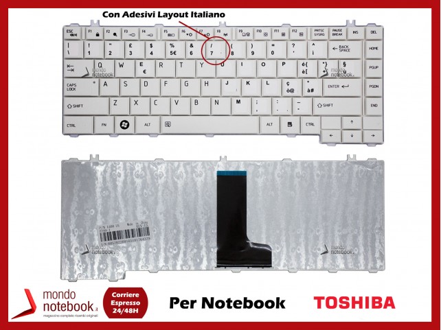 Tastiera Notebook TOSHIBA Satellite C600 C640D C645 L600 L630 L640 L730 L740 (Bianca) con Adesivi Layout Italiano Tastiera Notebook TOSHIBA Satellite C600 C640D C645 L600 L630 L640 L730 L740 (Bianca) con Adesivi Layout Italiano
