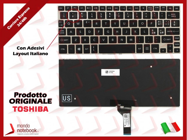 Tastiera Notebook TOSHIBA Satellite NB10 NB15 con Adesivi Layout ITA Tastiera Notebook TOSHIBA Satellite NB10 NB15 con Adesivi Layout ITA