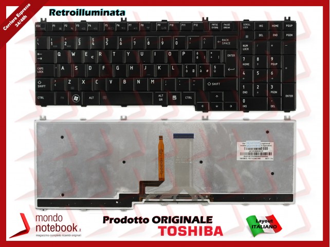 Tastiera Notebook TOSHIBA Satellite P300 P305 A500 L500 L350 L355 (NERA LUCIDA) (RETROILLUMINATA) Tastiera Notebook TOSHIBA Satellite P300 P305 A500 L500 L350 L355 (NERA LUCIDA) (RETROILLUMINATA)