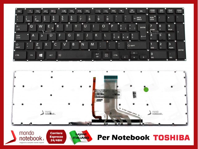Tastiera Notebook TOSHIBA Satellite P50 P70-A Qosmio X70-A X75-A Retroilluminata NO Frame Tastiera Notebook TOSHIBA Satellite P50 P70-A Qosmio X70-A X75-A Retroilluminata NO Frame