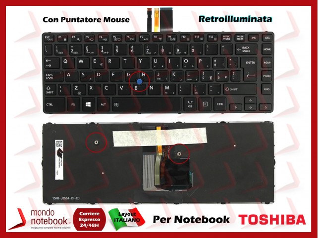 Tastiera Notebook TOSHIBA Tecra A40-C (Nera) (Retroilluninata) con Trackpoint Tastiera Notebook TOSHIBA Tecra A40-C (Nera) (Retroilluninata) con Trackpoint