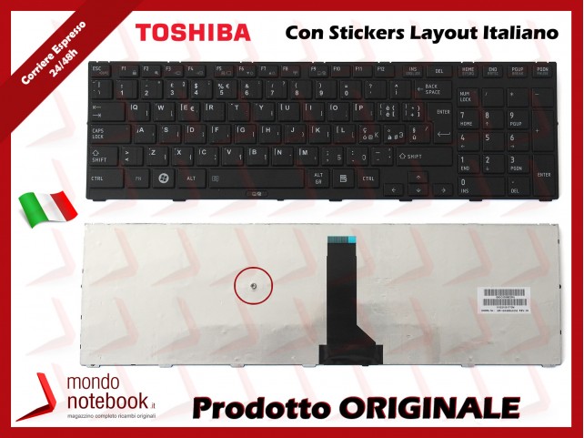 Tastiera Notebook TOSHIBA Tecra R850 R950 R960 (NERA) con ADESIVI LAYOUT ITA Tastiera Notebook TOSHIBA Tecra R850 R950 R960 (NERA) con ADESIVI LAYOUT ITA