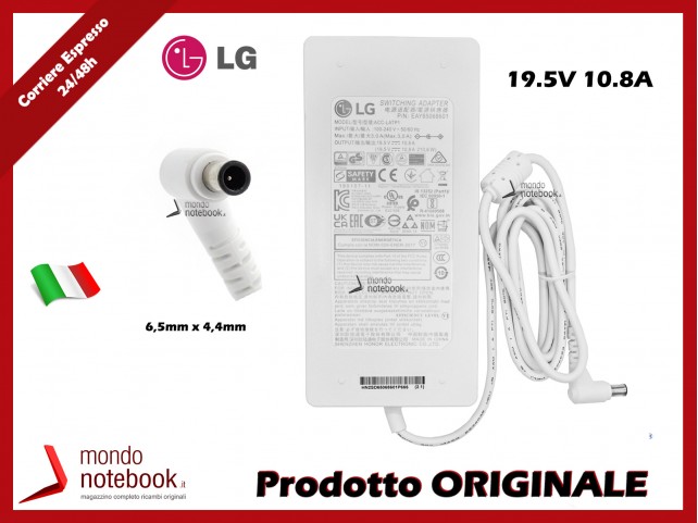 Alimentatore AC Adapter LG 19.5V 10.8A 210W (6,5mm x 4,4mm) Bianco Alimentatore AC Adapter LG 19.5V 10.8A 210W (6,5mm x 4,4mm) Bianco