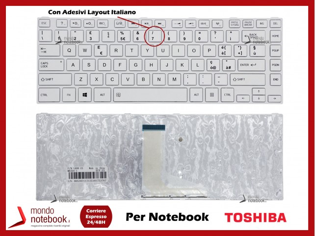 Tastiera Notebook TOSHIBA Satellite C800 L800 (BIANCA) Con Adesivi Layout Italiano Tastiera Notebook TOSHIBA Satellite C800 L800 (BIANCA) Con Adesivi Layout Italiano