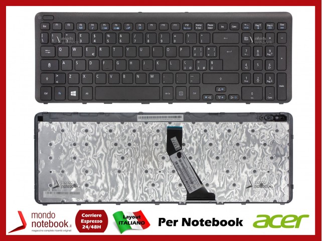 Tastiera Notebook ACER Aspire V5-531 V5-571 (FRAME NERO) Con tasto on/off Tastiera Notebook ACER Aspire V5-531 V5-571 (FRAME NERO) Con tasto on/off