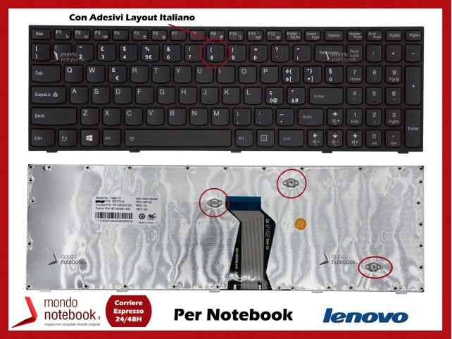 Tastiera Notebook Lenovo Yoga Y500 (LAYOUT STRANIERO) con ADESIVI in ITALIANO Tastiera Notebook Lenovo Yoga Y500 (LAYOUT STRANIERO) con ADESIVI in ITALIANO