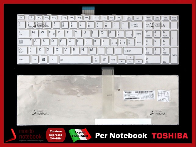Tastiera Notebook TOSHIBA Satellite C850 C855 L850 L855 P850 P855(BIANCA) TASTI ad ISOLA Tastiera Notebook TOSHIBA Satellite C850 C855 L850 L855 P850 P855(BIANCA) TASTI ad ISOLA