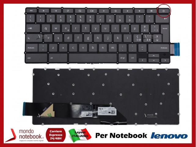 Tastiera Notebook Lenovo Ideapad 3 CHROMEBOOK - 11IGL05 (Grey) Italiana Tastiera Notebook Lenovo Ideapad 3 CHROMEBOOK - 11IGL05 (Grey) Italiana
