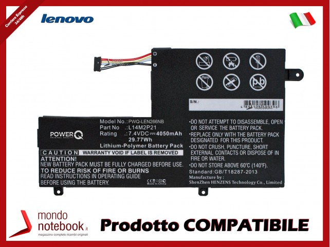 Batteria PowerQ per Lenovo IdeaPad 300s-14ISK 4050 mAh 7.4V P/N 5B10G78610 Nero Batteria PowerQ per Lenovo IdeaPad 300s-14ISK 4050 mAh 7.4V P/N 5B10G78610 Nero