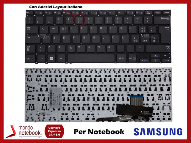 Tastiera Notebook SAMSUNG Np530u3b Np530u3c 535U3c (SENZA FRAME) con Adesivi Layout Italiano Tastiera Notebook SAMSUNG Np530u3b Np530u3c 535U3c (SENZA FRAME) con Adesivi Layout Italiano