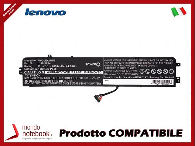 Batteria PowerQ per Lenovo Ideapad 700 4050 mAh 11.1V P/N 5B10H41180 Nero Batteria PowerQ per Lenovo Ideapad 700 4050 mAh 11.1V P/N 5B10H41180 Nero
