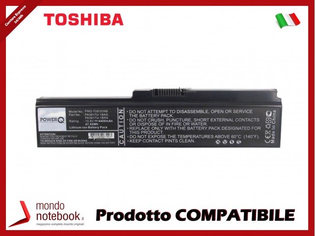 Batteria PowerQ per Toshiba Satellite L700D 4400 mAh 10.8V P/N PA3817U-1BAS Nero Batteria PowerQ per Toshiba Satellite L700D 4400 mAh 10.8V P/N PA3817U-1BAS Nero