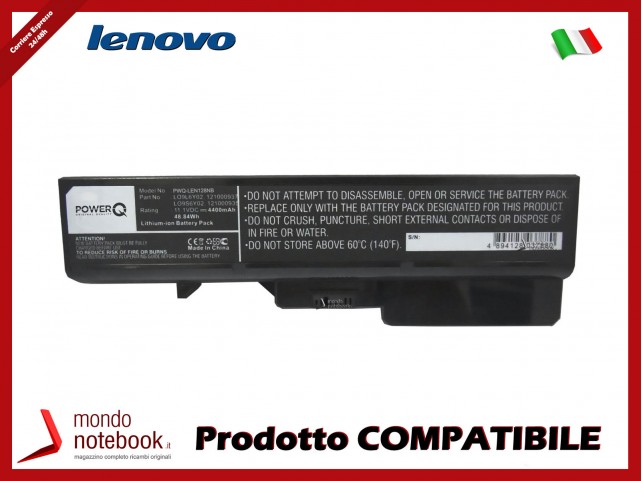Batteria PowerQ per Lenovo IdeaPad B470 4400 mAh 11.1V P/N 121000935 Nero Batteria PowerQ per Lenovo IdeaPad B470 4400 mAh 11.1V P/N 121000935 Nero