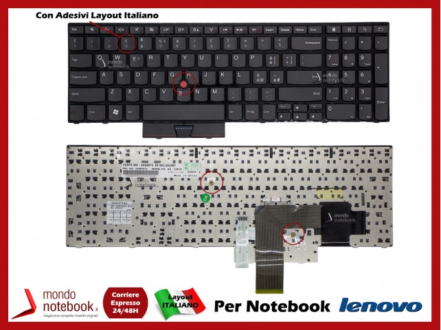 Tastiera Notebook Lenovo ThinkPad Edge E520 E525 (Con Trackpoint) Con Adesivi Layout Italiano Tastiera Notebook Lenovo ThinkPad Edge E520 E525 (Con Trackpoint) Con Adesivi Layout Italiano