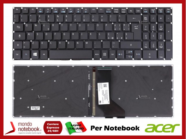 Tastiera Notebook ACER Aspire R5-571 R5-571T R5-571TG (Retroilluminata) Italiana Tastiera Notebook ACER Aspire R5-571 R5-571T R5-571TG (Retroilluminata) Italiana