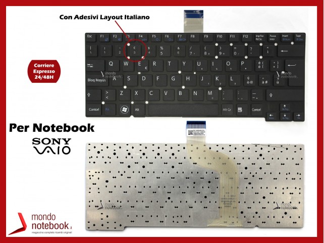 Tastiera Notebook Sony SVT13 Series con ADESIVI LAYOUT ITA Tastiera Notebook Sony SVT13 Series con ADESIVI LAYOUT ITA