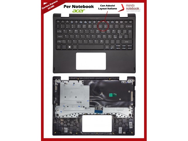 Tastiera con Top Case ACER TravelMate Spin TMB118-RN con Adesivi Layout ITALIANO Tastiera con Top Case ACER TravelMate Spin TMB118-RN con Adesivi Layout ITALIANO