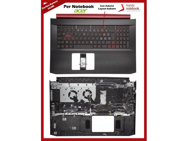 Tastiera con Top Case ACER Nitro AN517-51 Versione per 1660T con ADESIVI Layout Italiano Tastiera con Top Case ACER Nitro AN517-51 Versione per 1660T con ADESIVI Layout Italiano