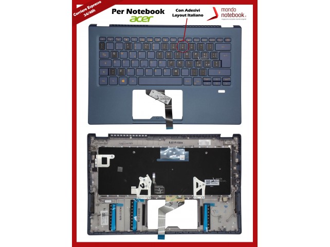 Tastiera con Top Case ACER Swift SF514-54T (Blue) Con ADESIVI Layout Italiano Tastiera con Top Case ACER Swift SF514-54T (Blue) Con ADESIVI Layout Italiano