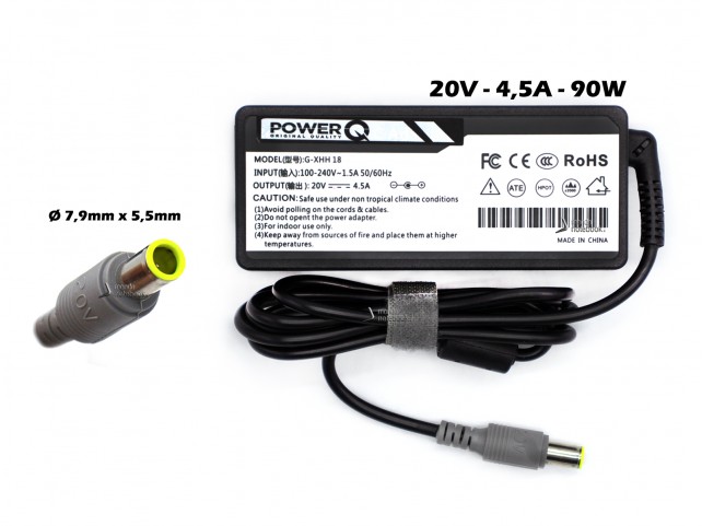Alimentatore PowerQ per LENOVO 90W 20V 4,5A (7,9mm x 5,5mm) Alimentatore PowerQ per LENOVO 90W 20V 4,5A (7,9mm x 5,5mm)