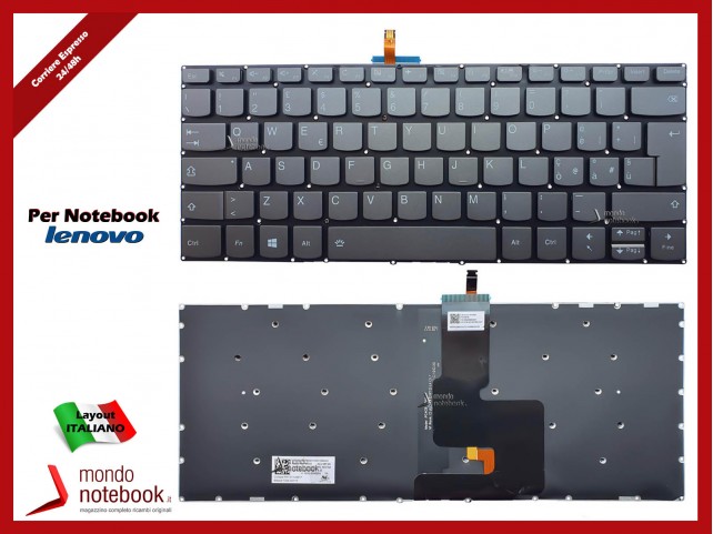 Tastiera Notebook Lenovo Yoga 520-14IKB 720-15IKB (Grigia) Italiana Retroill. Tastiera Notebook Lenovo Yoga 520-14IKB 720-15IKB (Grigia) Italiana Retroill.