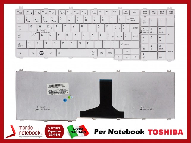 Tastiera Notebook TOSHIBA Satellite C650 C660 C670 L650 L670 L750 L755 (BIANCA) Tastiera Notebook TOSHIBA Satellite C650 C660 C670 L650 L670 L750 L755 (BIANCA)