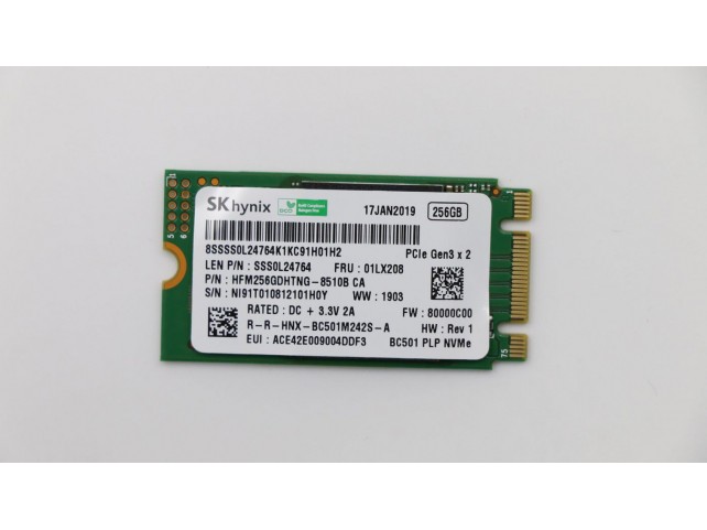 Lenovo SSD M.2 PCIe NVMe FRU SSD 256GB RoHS SK Hynix M.2 Lenovo SSD M.2 PCIe NVMe FRU SSD 256GB RoHS SK Hynix M.2