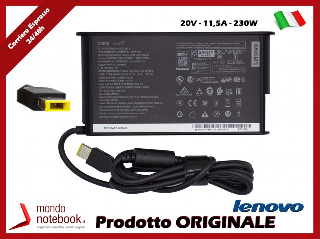 Alimentatore Originale Lenovo Workstation 230W 20V 11,5A USB Square (11mm x 4,5mm) Alimentatore Originale Lenovo Workstation 230W 20V 11,5A USB Square (11mm x 4,5mm)
