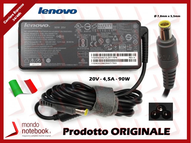 Alimentatore Originale Lenovo Thinkpad 90W 20V 4,5A (7,8mm x 5,5mm) 3P Alimentatore Originale Lenovo Thinkpad 90W 20V 4,5A (7,8mm x 5,5mm) 3P