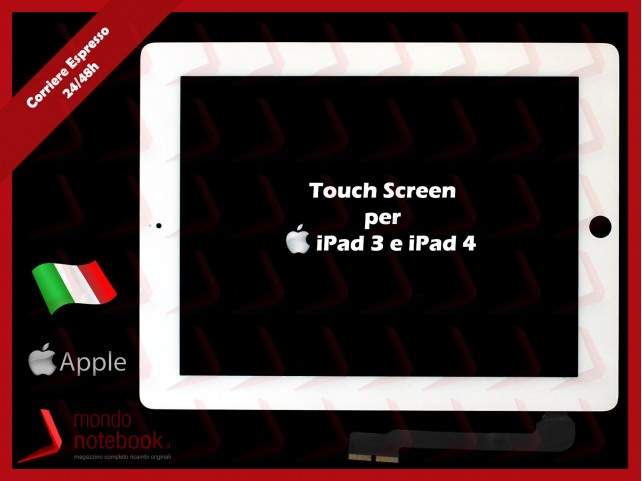 Vetro Touch Screen APPLE iPad 4 (BIANCO) White Touchscreen Vetro Touch Screen APPLE iPad 4 (BIANCO) White Touchscreen