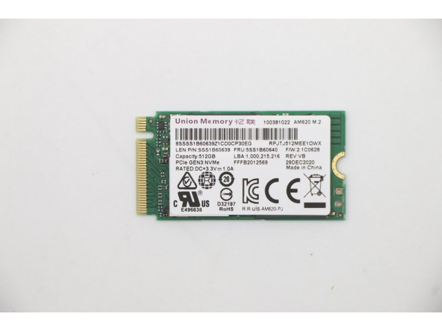 Lenovo UMIS AM620 512GB PCIe 2242 RPJTJ512MEE1OWX SSD EMI Lenovo UMIS AM620 512GB PCIe 2242 RPJTJ512MEE1OWX SSD EMI