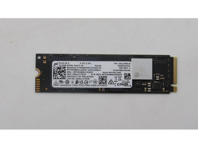 Lenovo Micron 2210 512GB M.2 PCIe 2280 MTFDHBA512QFD-2AX1AABLA Lenovo Micron 2210 512GB M.2 PCIe 2280 MTFDHBA512QFD-2AX1AABLA