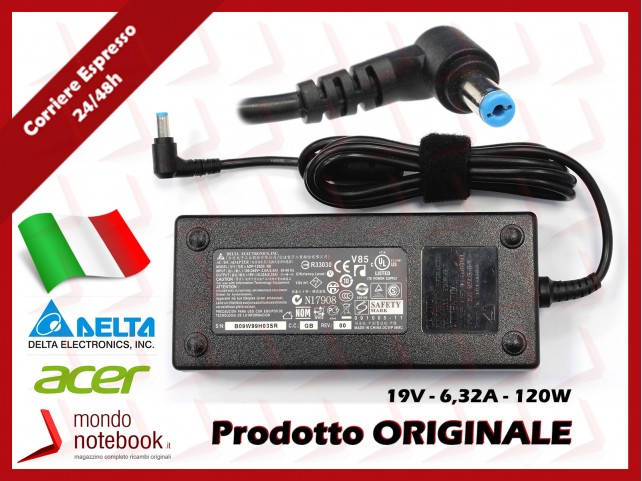 Alimentatore Originale ACER 120W 19V 6,32A (5,5mm x 1,7mm) Alimentatore Originale ACER 120W 19V 6,32A (5,5mm x 1,7mm)