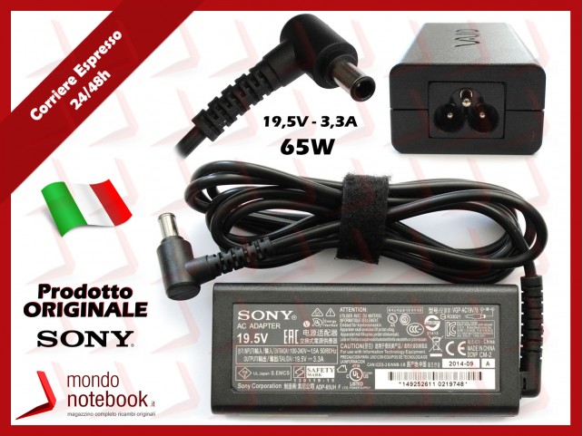 Alimentatore Originale SONY 65W 19,5V 3,3A (6mm X 4,4mm) 3P Alimentatore Originale SONY 65W 19,5V 3,3A (6mm X 4,4mm) 3P