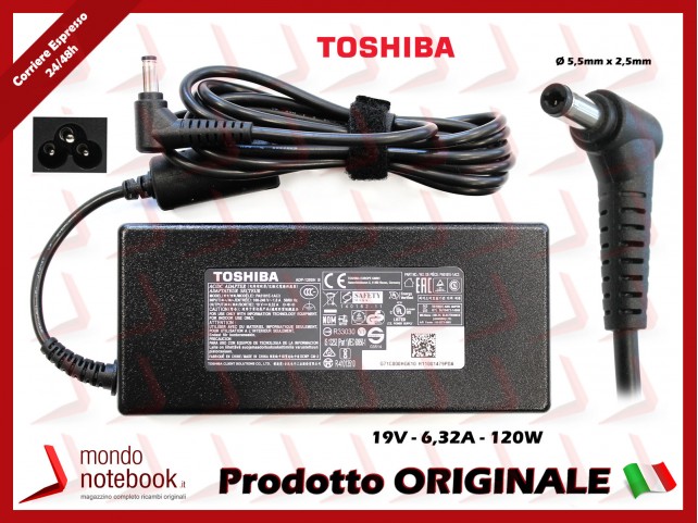 Alimentatore Originale TOSHIBA 120W 19V 6,32A (5,5 x 2,5)mm Alimentatore Originale TOSHIBA 120W 19V 6,32A (5,5 x 2,5)mm