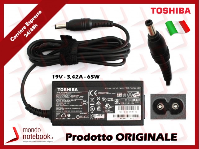 Alimentatore Originale TOSHIBA 65W 19V 3,42A (2 POLI) Alimentatore Originale TOSHIBA 65W 19V 3,42A (2 POLI)