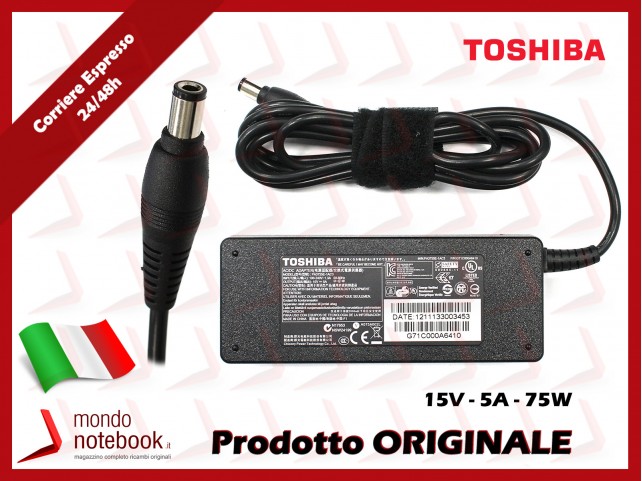 Alimentatore Originale TOSHIBA 75W 15V 5A (6,3mm X 3mm) Alimentatore Originale TOSHIBA 75W 15V 5A (6,3mm X 3mm)