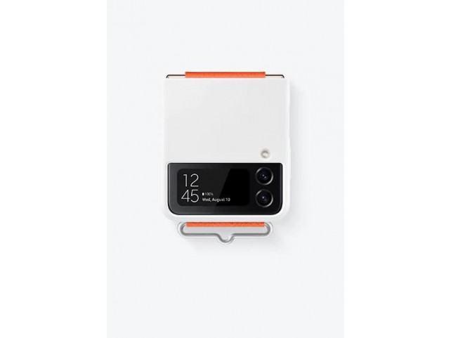 Samsung Flip4 White Silicone Cover With Strap Samsung Flip4 White Silicone Cover With Strap