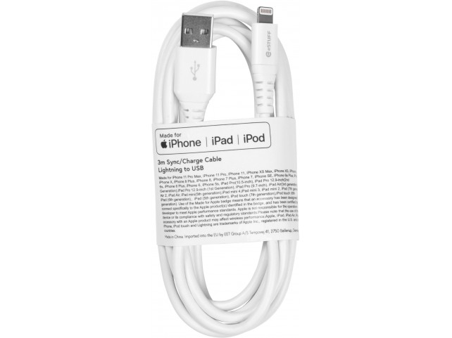 eSTUFF Lightning Cable MFI 3m Whit 8Pin Lightning - USB A Male eSTUFF Lightning Cable MFI 3m Whit 8Pin Lightning - USB A Male