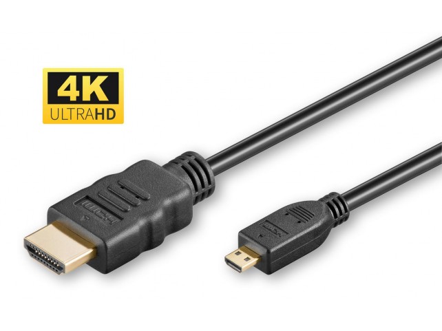 MicroConnect HDMI 2.0 A-D cable, 3m  Gold plated connector with