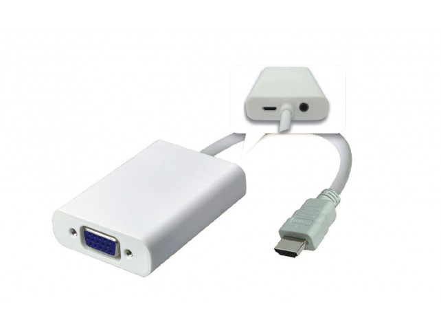 MicroConnect Adapter HDMI - VGA M/F, White Support Audio, 1920*1080p@60Hz MicroConnect Adapter HDMI - VGA M/F, White Support Audio, 1920*1080p@60Hz