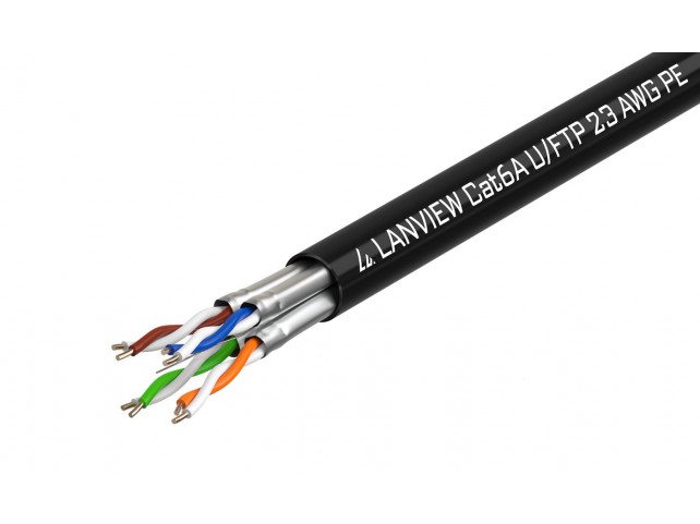 Lanview Cat6a  U-FTP Network Cable  4x2xAWG23 PE black 500m