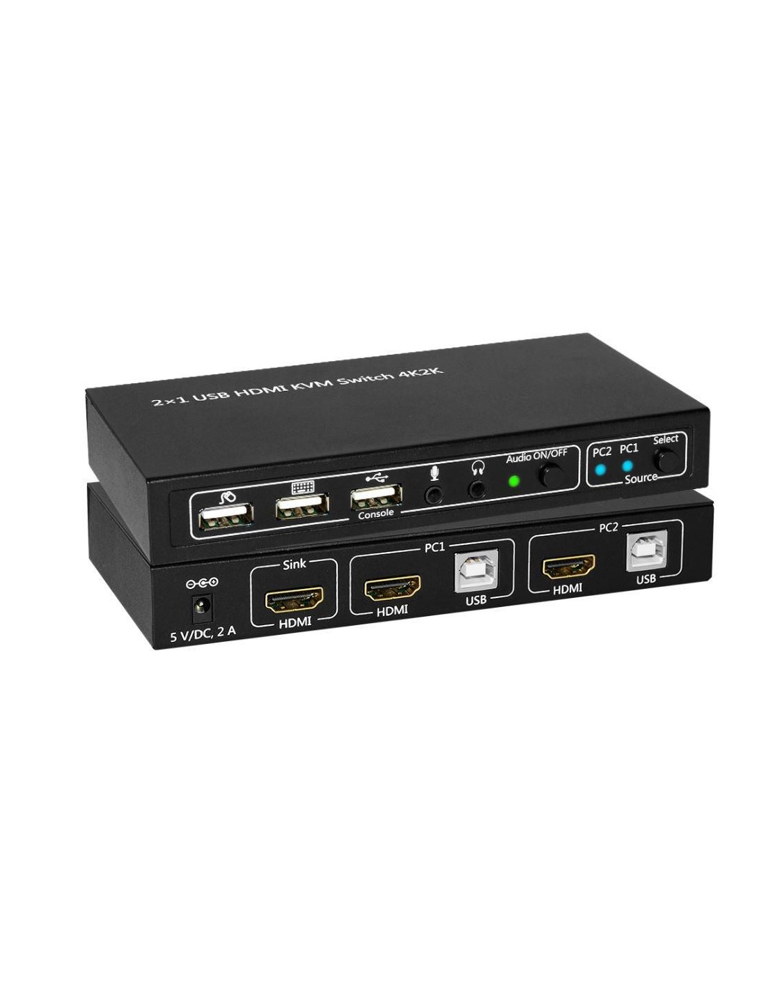 MicroConnect HDMI & USB KVM Switch 2 ports Including UK PSU, This 2x1