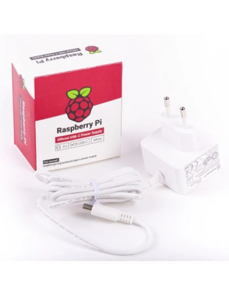 Raspberry Pi Pi Power Supply USB-C for pi 4 B White EU plug