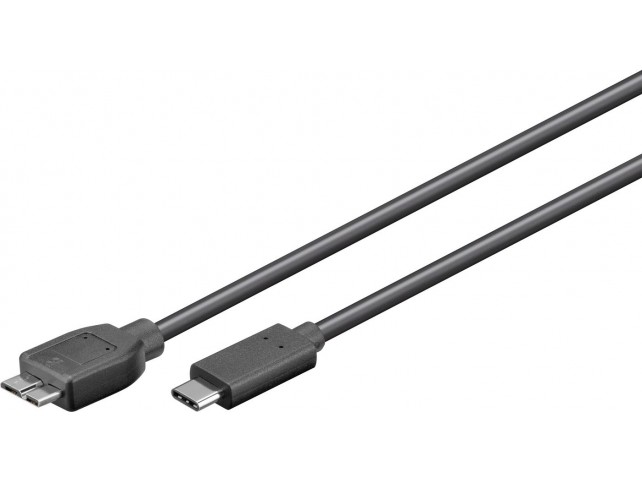 MicroConnect USB-C to USB3.0 Micro B 1M Black, for synching and