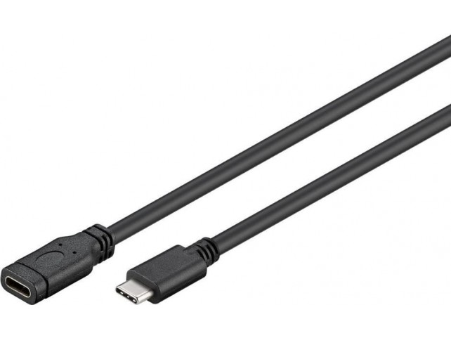 MicroConnect USB-C Extension Cable, 1m  Black, for synching and